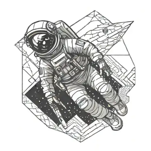 astronaut floating in space tattoo design idea