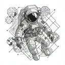 astronaut floating in space tattoo design idea