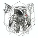 astronaut floating in space tattoo design idea