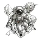 astronaut floating in space tattoo design idea