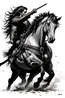 war horse fight scene tattoo design idea