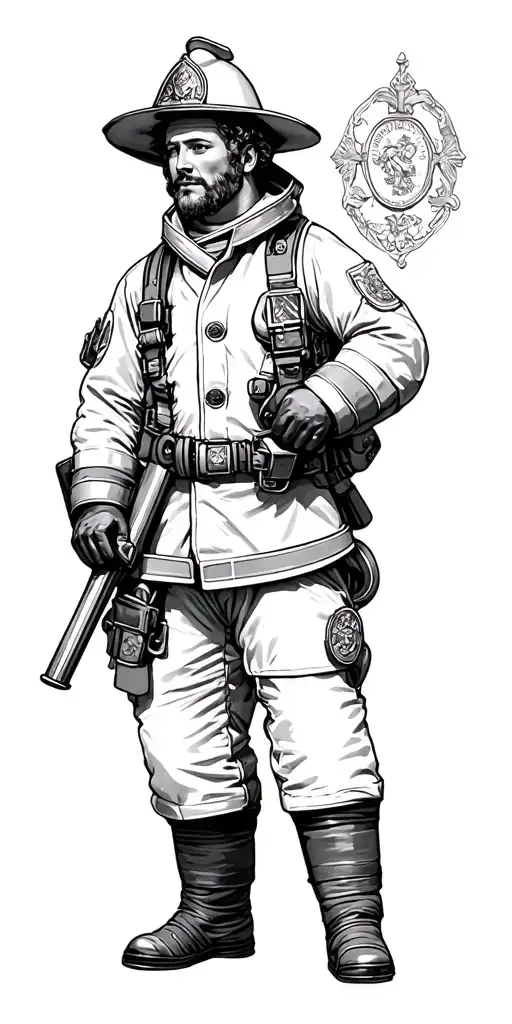 firefighter with st florian tattoo design idea