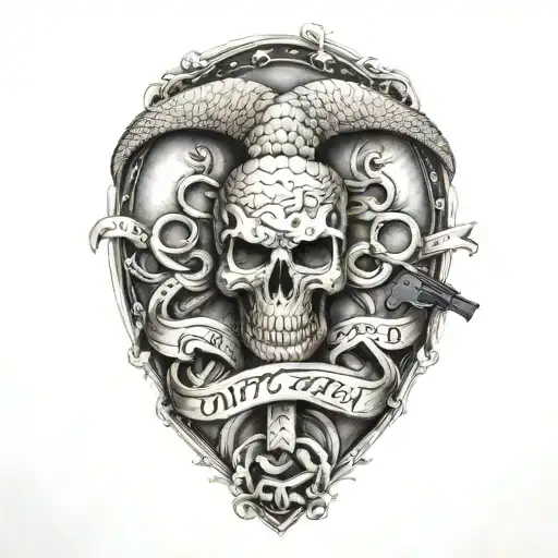 don't tread on me pistols crossing tattoo design idea