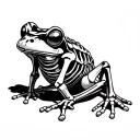 Frog Skeleton sat down facing foward tattoo design idea