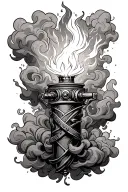 tig torch surrounded by smoke tattoo design idea