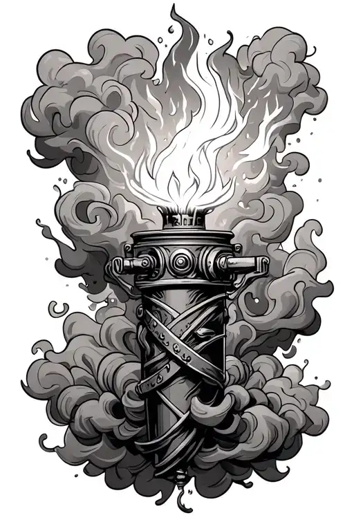tig torch surrounded by smoke tattoo design idea