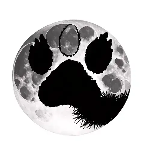 moon on may 31st 2023 mixed with a dog paw print tattoo design idea