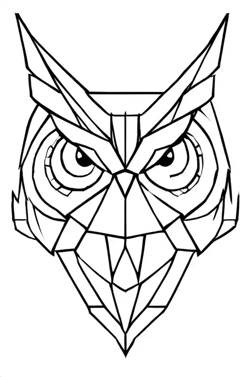 geometric owl head tattoo design idea