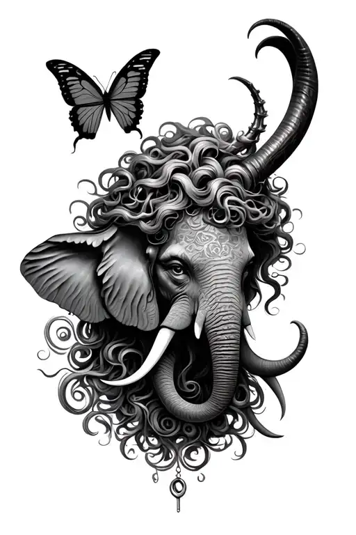 butterfly and Medusa and horns and neda and semicolon and safety pin and elephant and waves tattoo design idea