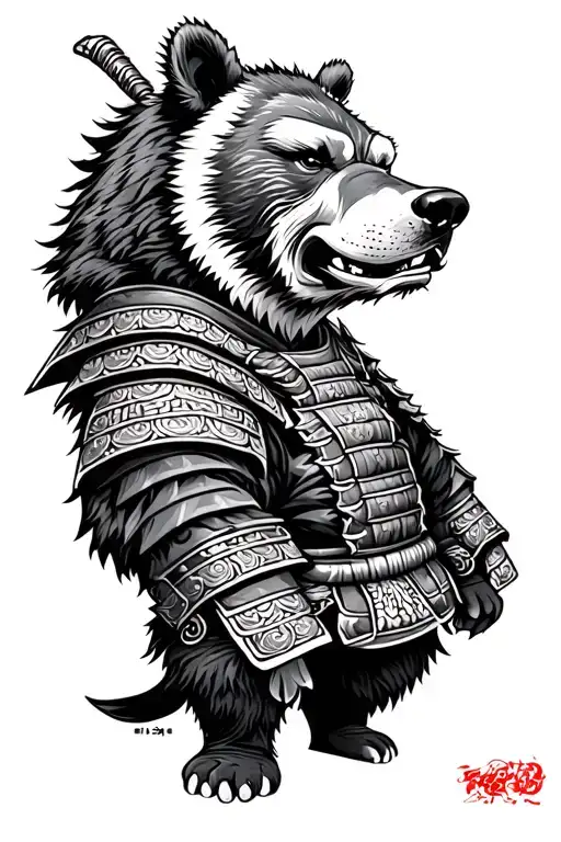 Samurai Bear tattoo design idea