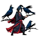 Itachi Uchiha with crows tattoo design idea