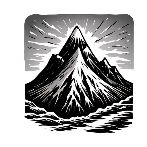 simple volcano and glacier symbol tattoo design idea