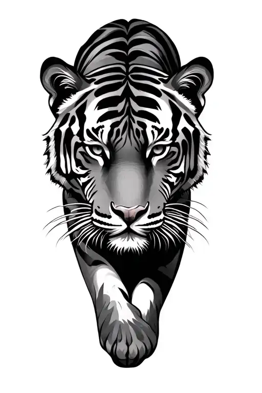 tiger in rainforest scene tattoo design idea