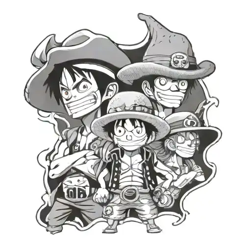 one piece luffy, ace, and sabo tattoo design idea
