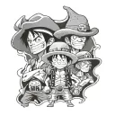 one piece luffy, ace, and sabo tattoo design idea