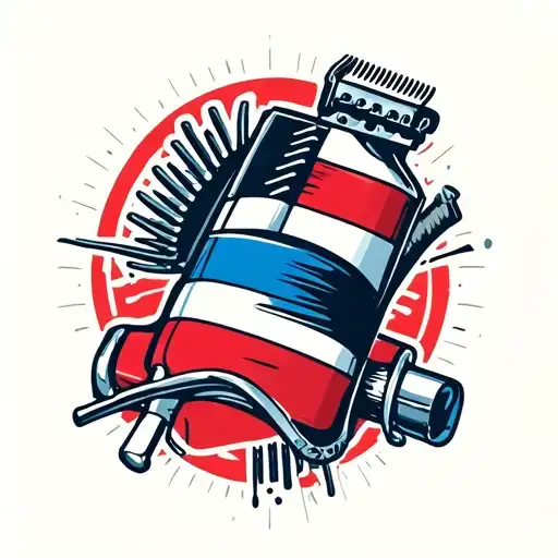 barber clippers barber pole tattoo design idea