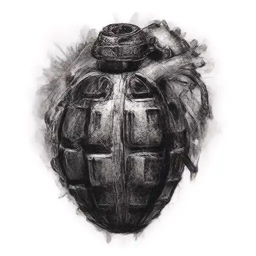 Grenade instead of a heart tattoo design idea