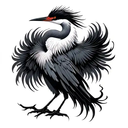 Crane Japanese tattoo design idea