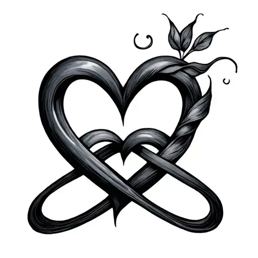 heart and infinity symbol intertwined tattoo design idea