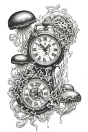 jellyfish and dissolving clock tattoo design idea