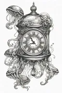jellyfish and dissolving clock tattoo design idea