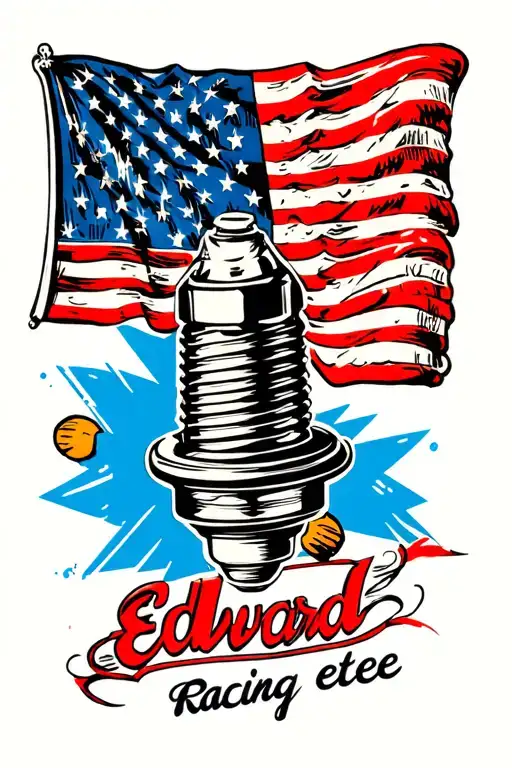 "Edward etee " spark plug racing flag tattoo design idea