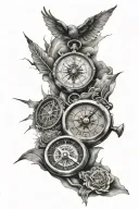 1. Realistic and abstract 2. On the tricep and outer bicep fully covered3. Freedom4. Broken compass and stopwatch wit tattoo design idea
