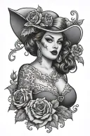 chubby Halloween pin up girl tattoo design idea