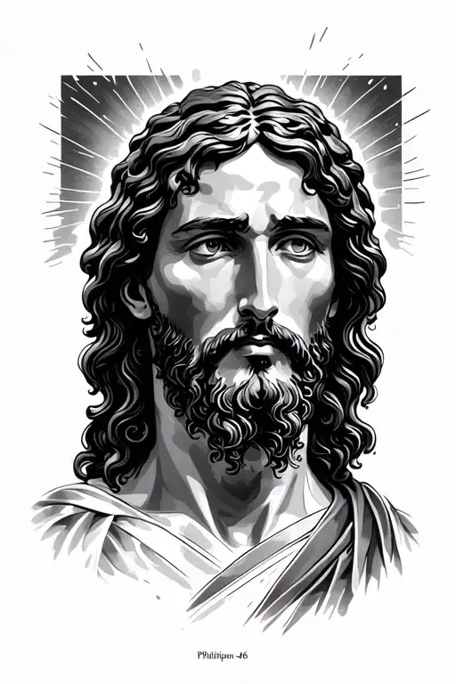 Philippians 4:6 with the meaning of the verses with Jesus  tattoo design idea