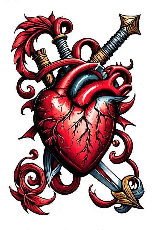 heart dagger tattoo design idea