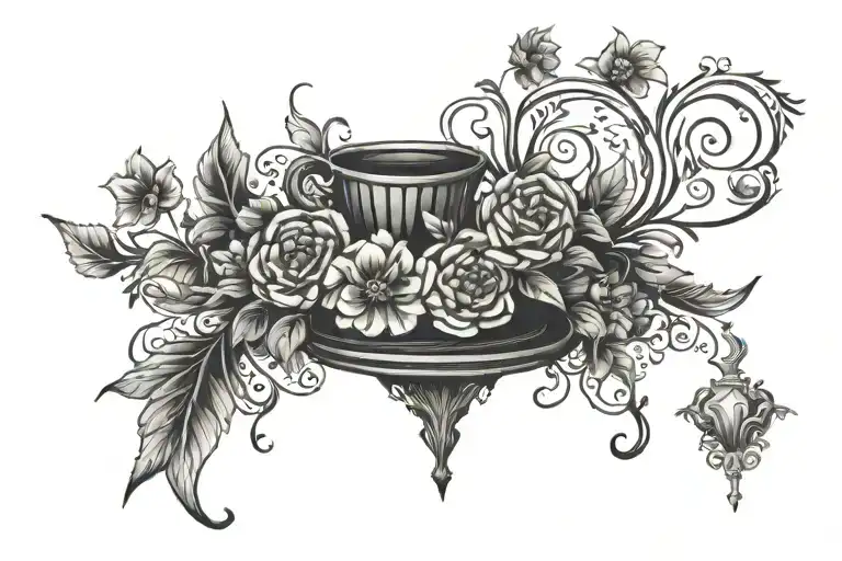 stoic virtues, pottery, black, cover up tattoo tattoo design idea