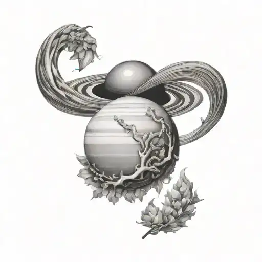 Uranus in the nature of Saturn tattoo design idea