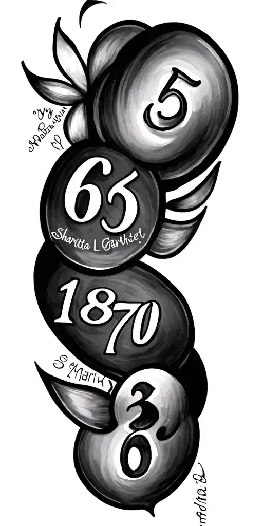 make me a tattoo w numeral numbers and letting them mean my mothers birthday 06/18/1970 and her name Sharita L. Garrett  tattoo design idea