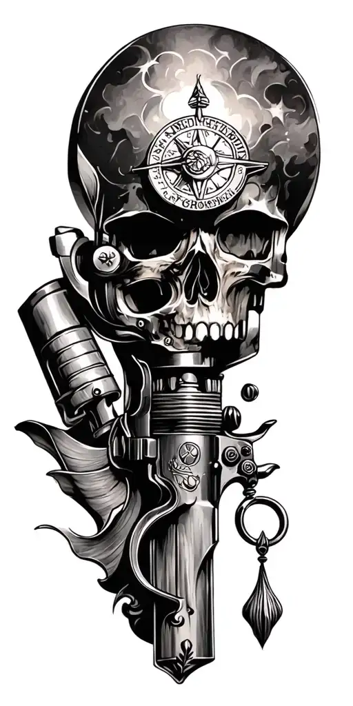 flintlock pistol tattoo design idea