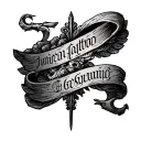 "Roman" scroll with ancient Greek mythology tattoo design idea