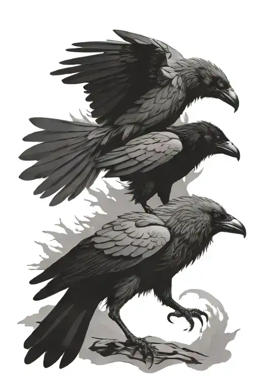crow and wolf tattoo design idea