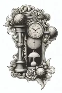 sand timer,holding hands, golfer, scrolls birth year, death year tattoo design idea