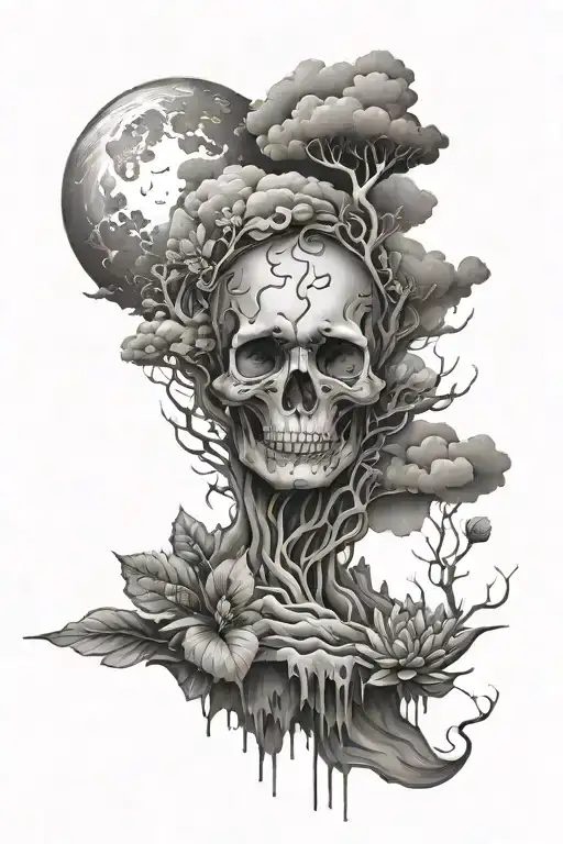 mental health and weather scene tattoo design idea
