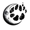 moon and paw print tattoo design idea