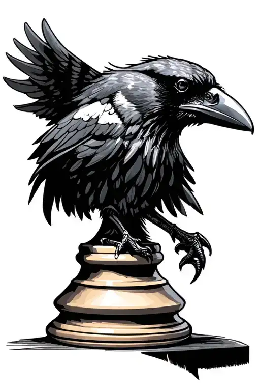 raven on rook chess piece tattoo design idea