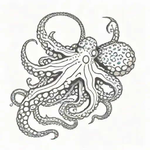 Design a tattoo sketch of a blue ring octopus wrapped tattoo design idea