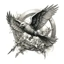 The Mockingjay from the Hunger Games movie tattoo design idea