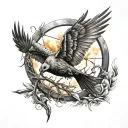 The Mockingjay from the Hunger Games movie tattoo design idea