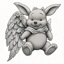 Winnie the Pooh with angel wings with a butterfly tattoo design idea