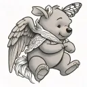 Winnie the Pooh with angel wings with a butterfly tattoo design idea