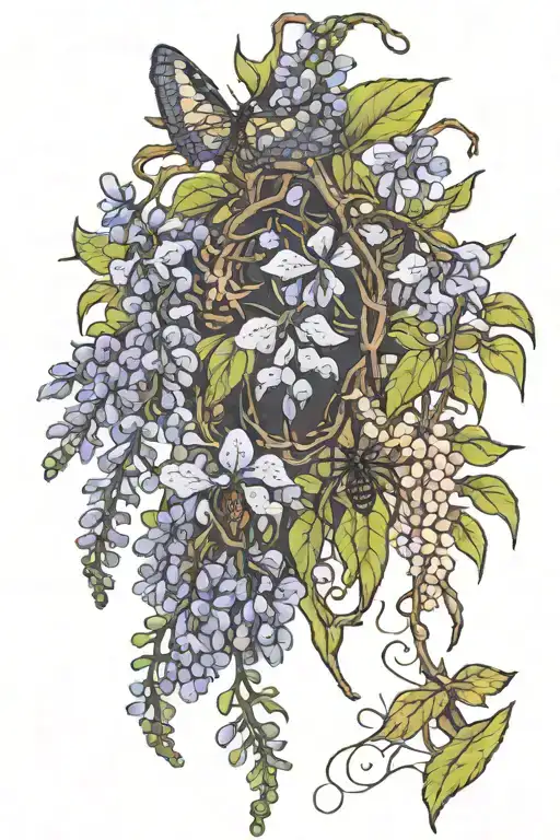 Wisteria and Spider Lillys tattoo design idea