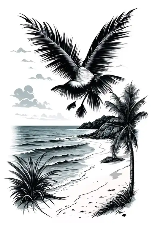 beach theme line tattoo tattoo design idea