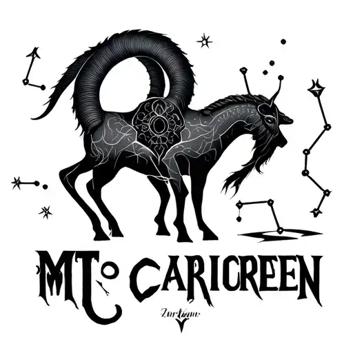 "MT" siren Capricorn constellation intertwined tattoo design idea