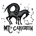 "MT" siren Capricorn constellation intertwined tattoo design idea