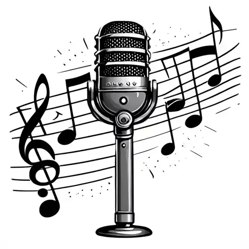 Something small and delicate that incorporates a microphone and musical notes for someone who loves to do karaoke  tattoo design idea